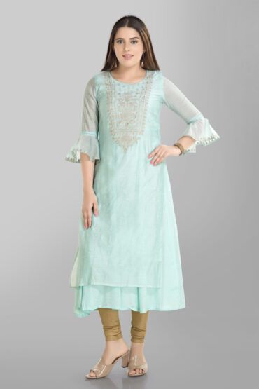 Viscose Chanderi Flared Kurta